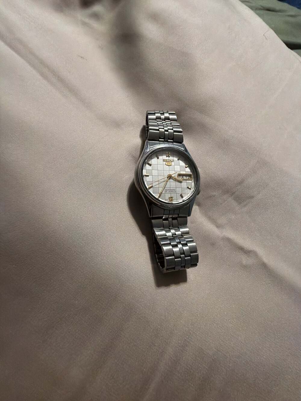 Seiko 5 Automatic 21 Jewels Chess Dial Stainless Dubai import